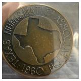 1960 TEXAS NUMISMATIC ASSOCIATION TOKEN / MEDAL