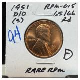 1951-D/D WHEAT PENNY CENT RPM-015