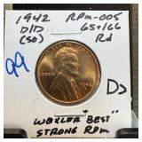 1942-D/D WHEAT PENNY CENT RPM-005 STRONG RPM