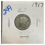 1917 MERCURY SILVER DIME