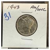 1943 MERCURY SILVER DIME
