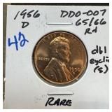 1956-D WHEAT PENNY CENT DDO-007 RARE