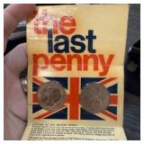 2PC LAST OLD PENCE UK VARIETY COINS 1967