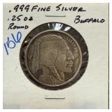 .999 SILVER BULLION BUFFALO ROUND .25 OZ