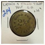 LATHER & MILLER TOKEN YALE S.D. TRADE TOKEN