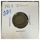 1863 INDIAN HEAD PENNY CENT