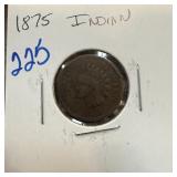 1875 INDIAN HEAD PENNY CENT