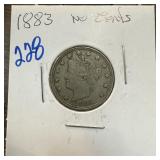 1883 LIBERTY V NICKEL NO CENTS