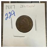 1887 INDIAN HEAD PENNY CENT
