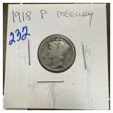 1918 MERCURY SILVER DIME