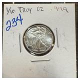 1/10 TROY OZ. .999 SILVER BULLION ROUND