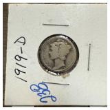 1919-D MERCURY SILVER DIME