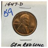 1947-D WHEAT PENNY CENT GEM RED UNC