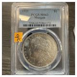 1921 PCGS MS63 MORGAN SILVER DOLLAR