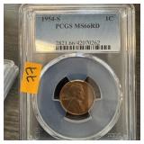 1954-S PCGS MS66RD WHEAT PENNY CENT
