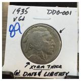 1935 BUFFALO NICKEL DDO-001 XTRA THICK