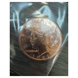 1 OZ COPPER BULLION ROUND PEACE DOLLAR