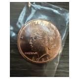 1 OZ COPPER BULLION ROUND PEACE DOLLAR