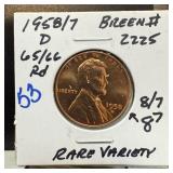1958/7-D WHEAT PENNY CENT RARE VARIETY