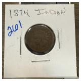 1874 INDIAN HEAD PENNY CENT