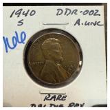 1940-S WHEAT PENNY CENT DDR-002 DOUBLE DIE
