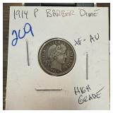 1914 BARBER SILVER DIME HIGH GRADE