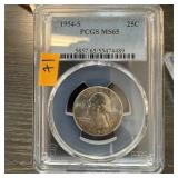 1954-S PCGS MS65 GRADED SILVER WASHINGTON QUARTER