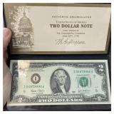 2003 $2 UNC CURRENCY NOTE W FOLIO