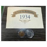 1934 WHEAT PENNY CENT / BUFFALO NICKEL