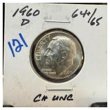 1960-D ROOSEVELT SILVER DIME UNC