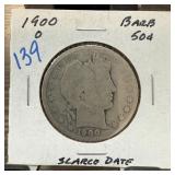 1900-O BARBER SILVER HALF DOLLAR SCARCE DATE