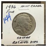1936 BUFFALO NICKEL ROTATED DIES