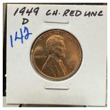 1949-D WHEAT PENNY CENT UNC RED