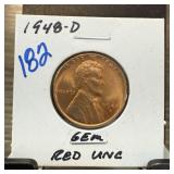 1948-D WHEAT PENNY CENT GEM RED UNC