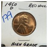 1950-D WHEAT PENNY CENT UNC HIGH GRADE