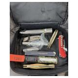 ZIPPERED BAG W MIX POCKETWATCHES & FLASHLIGHT