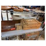 CONTENTS OF SHELF LOT OF WOOD BOXES