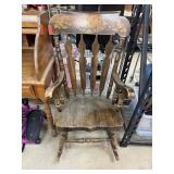 VINTAGE STENCILED SOLID WOOD ROCKING CHAIR