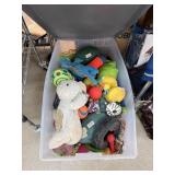 LARGE BIN OF MIXED DOG TOYS