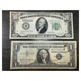 1928-B $10 CURRENCY NOTE $1 SILVER CERTIFICATE
