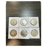 6PC JFK SILVER HALF DOLLARS
