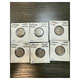 6PC JEFFERSON SILVER WAR NICKELS