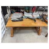 WOOD WAGON WHEEL THEME COFFEE TABLE