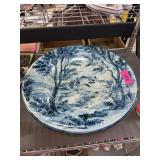 LARGE ITALIAN CHARGER BLUE & WHITE DECORATIVE PLA