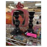 PAIR OF BLACK CANDLESTICKS