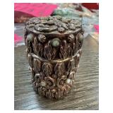 ORNATE CYLINDRICAL LIDDED BOX