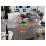 LOT OF MIXED GLASSWARE DEPRESSION GLASS ETC LOT OF MIXED GLASSWARE DEPRESSION GLASS ETC