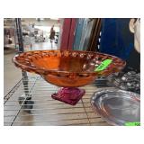LARGE SPANISH MADE ART GLASS COMPOTE LARGE SPANISH MADE ART GLASS COMPOTE
