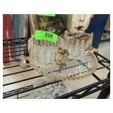 VTG JEANETTE GLASS HANDLED TRAY CREAMER SUGAR VTG JEANETTE GLASS HANDLED TRAY CREAMER SUGAR