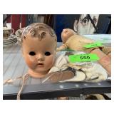 VINTAGE DOLL HEAD & DOLL CLOTHES VINTAGE DOLL HEAD & DOLL CLOTHES